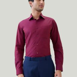 Raymond Maroon Pure Cotton Slim Fit Texture Shirt-picture-14
