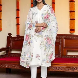 W White Organza Floral Dupatta-image-69