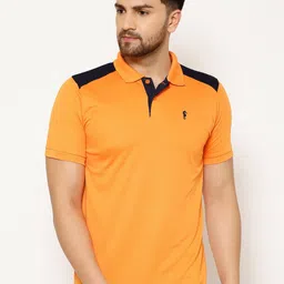 EPPE Men Orange Solid Polo Collar T-shirt-image-2