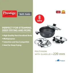 Prestige Black Aluminium 220 mm Kadai with Lid (2000 ml) - Set of 1 image 3