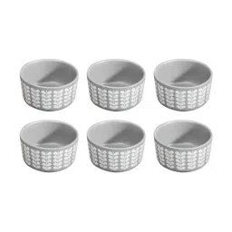 Nestasia Grey Floral Ceramic Serving Bowl Set of 6 (200 ml)-image-82
