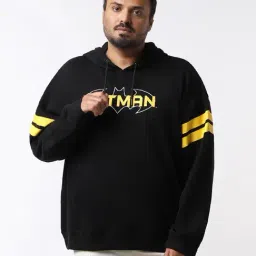 Bewakoof Black Loose Fit Graphic Print Oversized Plus Size Hooded Sweatshirt-picture-22