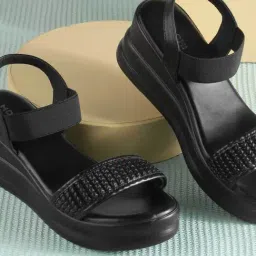 Mochi Women's Black Sling Back Sandals-image-43