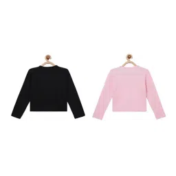 Kryptic Kids Pink & Black Solid Full Sleeves Shrug (Pack Of 2) image 2