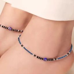 Zavya Azure Ward 925 Sterling Silver Rhodium-Plated Evil Eye Anklet-picture-2