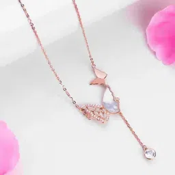 Zavya 925 Silver Butterfly Dreams CZ Rose Gold-Plated Necklace for Women-image-96