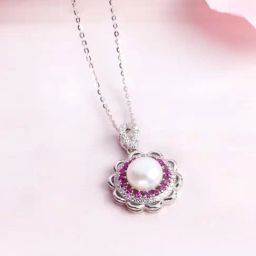 Zavya 925 Silver Pearl Blossom CZ Harmony Rhodium-Plated Necklace for Women-picture-27