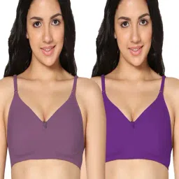 IN CARE Purple & Wine Cotton T-Shirt Bras - Pack Of 2-image-88