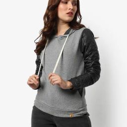 Campus Sutra Grey Cotton Textured Hoodie-picture-45