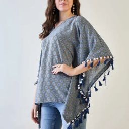 The Kaftan Company Grey Polyester Regular Fit Print Top-picture-2