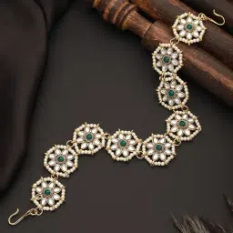 Aatmana Kundan & Pearl Studded Green Matha Patti for Women & Girls-picture-31
