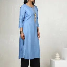 Soch Blue Regular Fit Embellished Kurta image 4