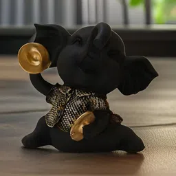 MISS PEACH Black & Gold-Toned Birds & Animals Figurine Showpiece-image-77