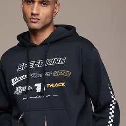 The Roadster Life Co. Relaxed Fit Typography Printed Hooded Sweatshirt-image-91