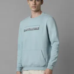 Louis Philippe Blue Cotton Regular Fit Logo Printed Sweatshirt image 3