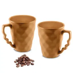 Urban Chef Brown Ceramic Prism Microwave Safe Coffee Mug With Handle (0.225 L) - Set of 2-image-66