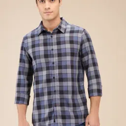 Being Human Grey Slim Fit Checks Shirt-picture-23