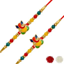 MEIRA JEWELLERY 4-Pcs Rakhi With Roli Chawal & Greeting Card-picture-11