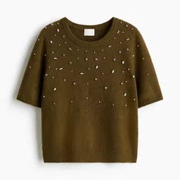 H&M Women Rhinestone-Embellished Fine-Knit Sweater-picture-35