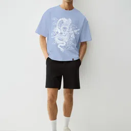 MaverIQ Graphic Printed Drop-Shoulder Sleeves Oversized Cotton T-shirt image 5