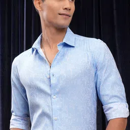 LOCOMOTIVE Men Cutaway Collar Floral Printed Cotton Slim Fit Casual Shirt-image-18