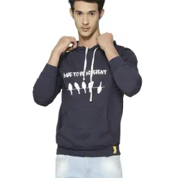 Campus Sutra Dark Blue Printed Cotton Hooded Sweatshirt-picture-30