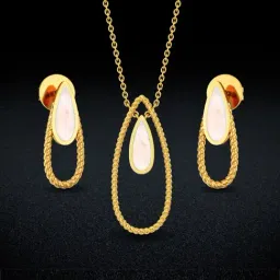 Joyalukkas 18k Gold Moonlight Tear Glowing Pendant & Earrings Set-picture-23
