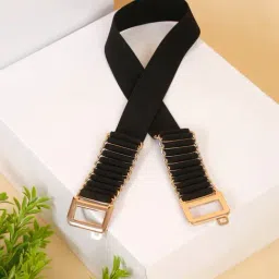 Teakwood Leathers Black Stretchable Interlock Wide Casual Belt For Women-image-76