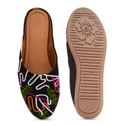 NYTY20 Women Mules with Embroidered Flats image 5