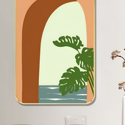 Livin'luxe Peach-Coloured & Brown Tropical Arch Window Wooden Wall Art-picture-14
