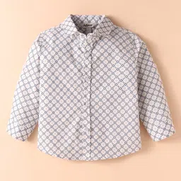 ToffyHouse Poplin Woven Full Sleeves Digital Printed Party Shirt & Trouser Set With Bow & Suspender - White & Blue image 2