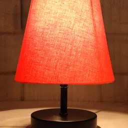 Devansh Orange cotton Round Wood Black Table Lamp image 3