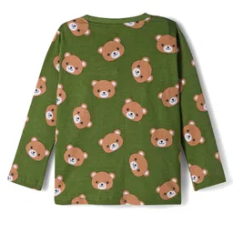 Babyhug Cotton Knit Full Sleeves Co-ords Night Suit With Animal Print - Green image 3