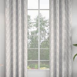 GM Gunmetal-Toned & Grey Set of 2 Floral Room Darkening Door Curtain-picture-1