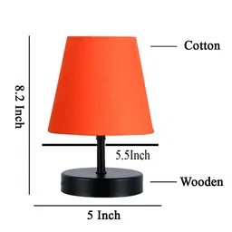 Devansh Orange cotton Round Wood Black Table Lamp image 4
