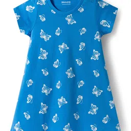 Honeyhap 100% Cotton Knit Half Sleeves Nighty With Bio Finish & Floral Print Pack Of 2 - Pink & Light Blue image 4