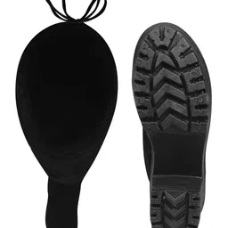 Shoetopia Solid Lace Up Long Boots - Black image 5