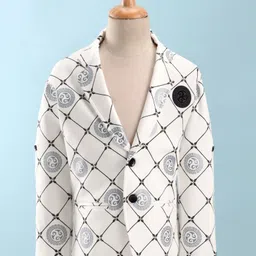 Dapper Dudes Full Sleeves Abstract Printed Blazer With Tee Set - White image 4