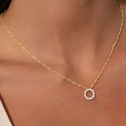 LUNA Women 14KT Gold Lab Grown Diamond Pear & Round Ring Pendant With Gold Chain-4.86 g-picture-17