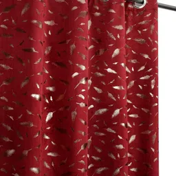 GEET CREATIONS Maroon & Gold-Toned Set of 3 Floral Room Darkening Long Door Curtain image 4