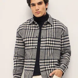 THE BEAR HOUSE Men Spread Collar Tartan Checked Cotton Relaxed Fit Casual Shirt-image-46