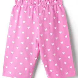 Babyhug Cotton Knit Cap Sleeves Capri Night Suit With Heart Print - Pink image 5