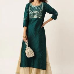 Varanga Green Embroidered Straight Kurta-picture-19