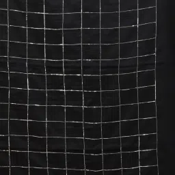 CHARUKRITI Black Cotton Checks Saree With Unstitched Blouse image 5