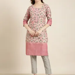 showoffff SHOWOFF Peach Printed Kurta-picture-13