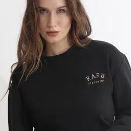 RAREISM Black Blended Embroidered Long Sleeves Sweatshirt image 5