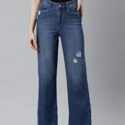 showoffff SHOWOFF Blue Denim Distressed Mid Rise Jeans-picture-18
