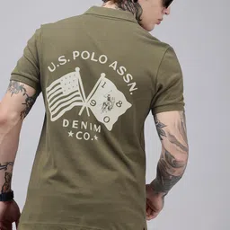 U.S. Polo Assn. Denim Co. Pure Cotton Brand Logo Printed Polo Collar Slim Fit T-shirt-picture-34