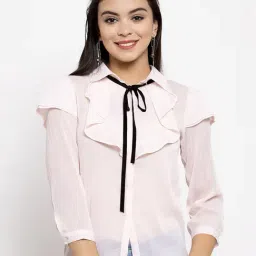 KASSUALLY Light Pink Relaxed Fit Shirt-image-86