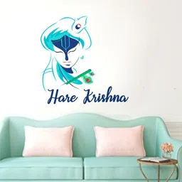 rawpockets Blue & White Krishna with Flute PVC Vinyl Wall Stickers-image-54